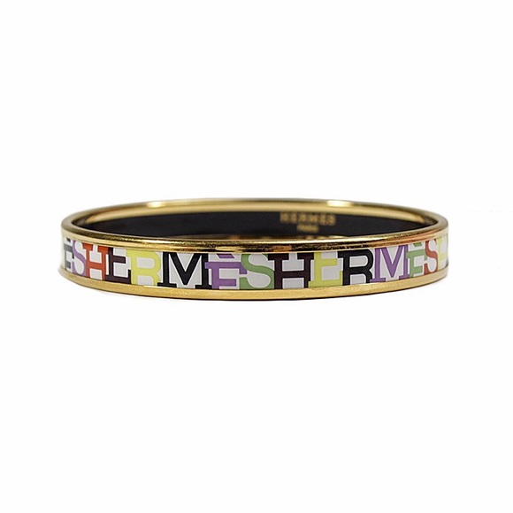 Hermes Jewelry - hermès gold tone enamel printed capitales narrow